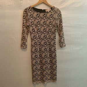 lace mini shift dress 3/4 sleeves boat neck